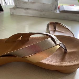 Metallic OluKai Flip Flops